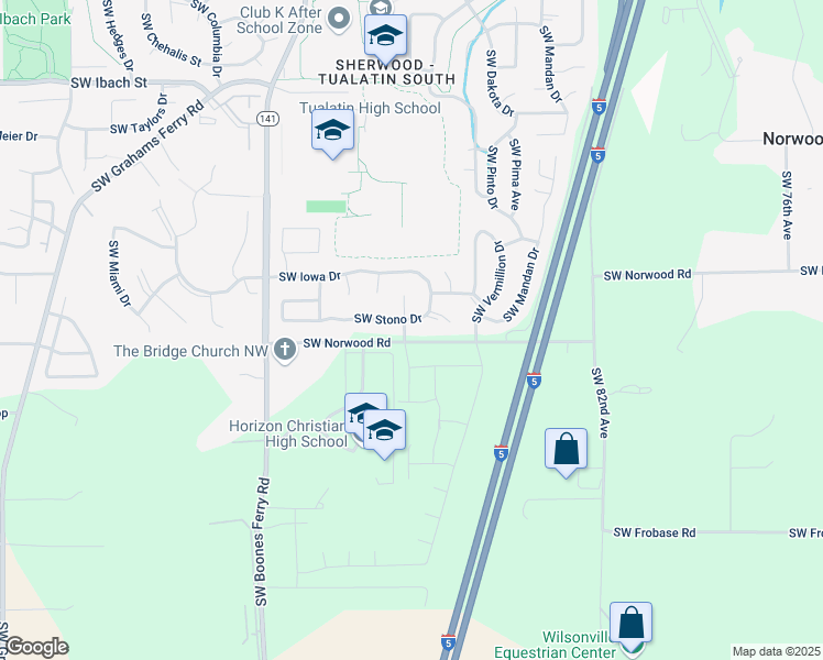 map of restaurants, bars, coffee shops, grocery stores, and more near 8898 Southwest Stono Drive in Tualatin