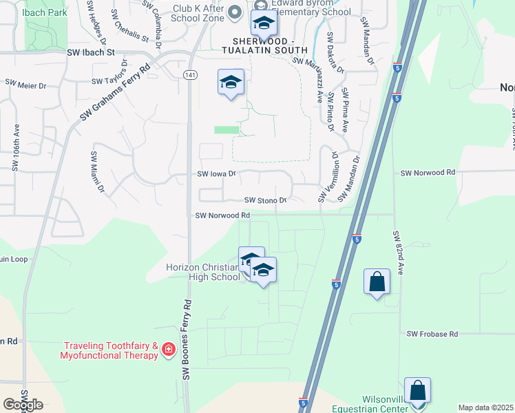map of restaurants, bars, coffee shops, grocery stores, and more near 9040 Southwest Stono Drive in Tualatin
