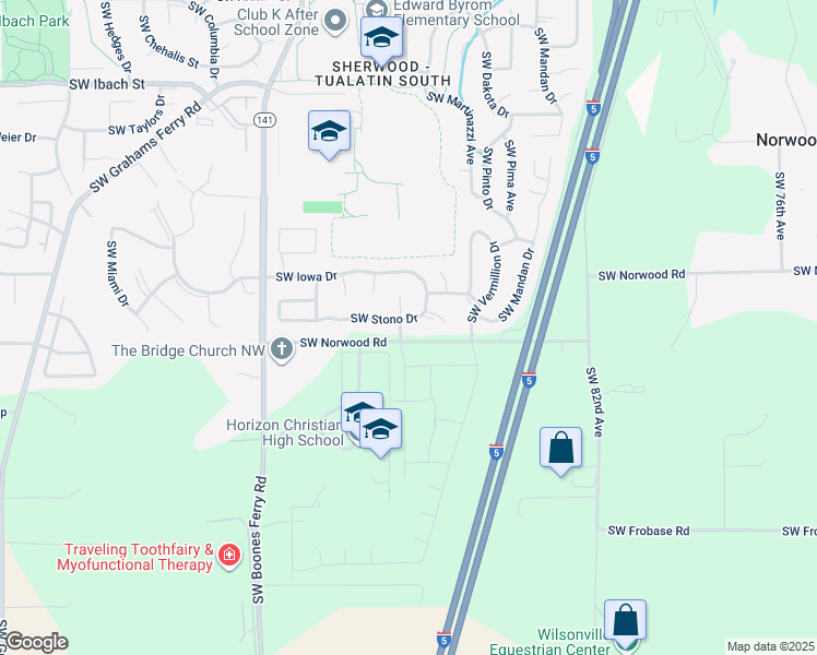 map of restaurants, bars, coffee shops, grocery stores, and more near 8898 Southwest Stono Drive in Tualatin
