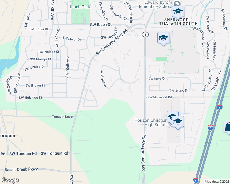 map of restaurants, bars, coffee shops, grocery stores, and more near 22950 Southwest Miami Place in Tualatin