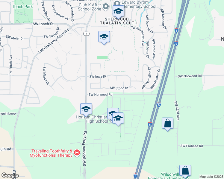 map of restaurants, bars, coffee shops, grocery stores, and more near 9040 Southwest Stono Drive in Tualatin