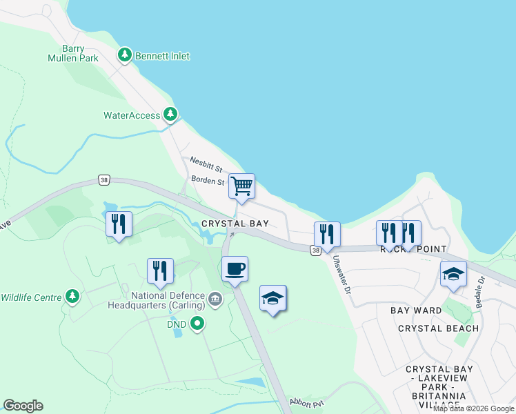 map of restaurants, bars, coffee shops, grocery stores, and more near 126 James Cummings Avenue in Ottawa