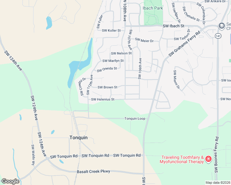map of restaurants, bars, coffee shops, grocery stores, and more near 10871 Southwest Westfall Court in Tualatin