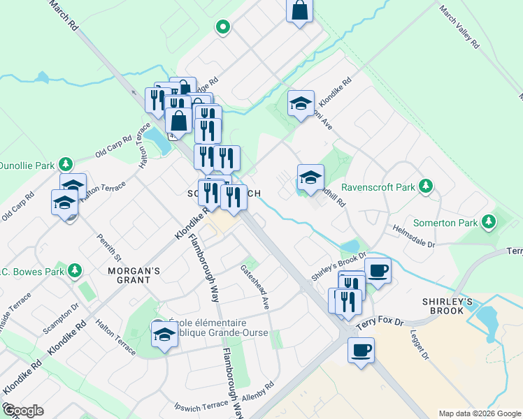 map of restaurants, bars, coffee shops, grocery stores, and more near 235A Eldorado Private in Ottawa