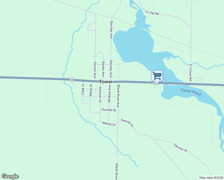 map of restaurants, bars, coffee shops, grocery stores, and more near 7051 Berkley Avenue in Onaway