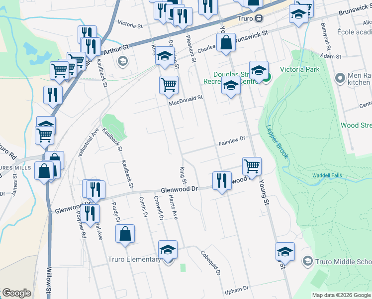 map of restaurants, bars, coffee shops, grocery stores, and more near 7 Fairview Drive in Truro
