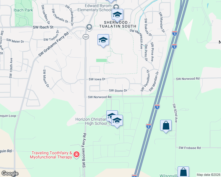 map of restaurants, bars, coffee shops, grocery stores, and more near 9135 Southwest Stono Drive in Tualatin