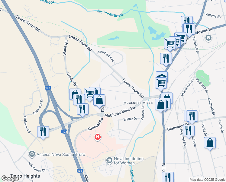 map of restaurants, bars, coffee shops, grocery stores, and more near Wynn Road in Truro