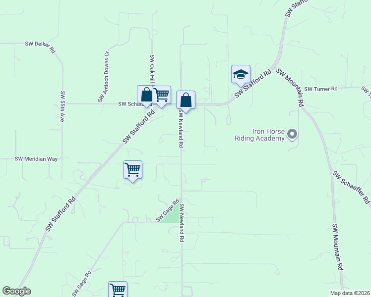map of restaurants, bars, coffee shops, grocery stores, and more near 22860 Southwest Newland Road in Wilsonville