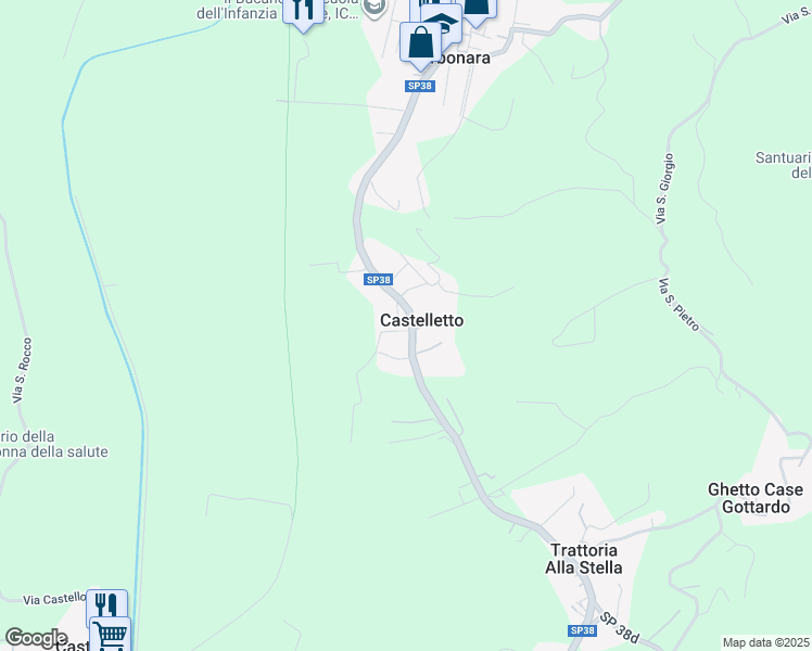 map of restaurants, bars, coffee shops, grocery stores, and more near 103 Via Giuseppe Verdi in Castelletto