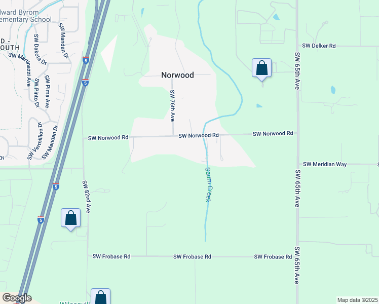 map of restaurants, bars, coffee shops, grocery stores, and more near 7380 Southwest Norwood Road in Tualatin
