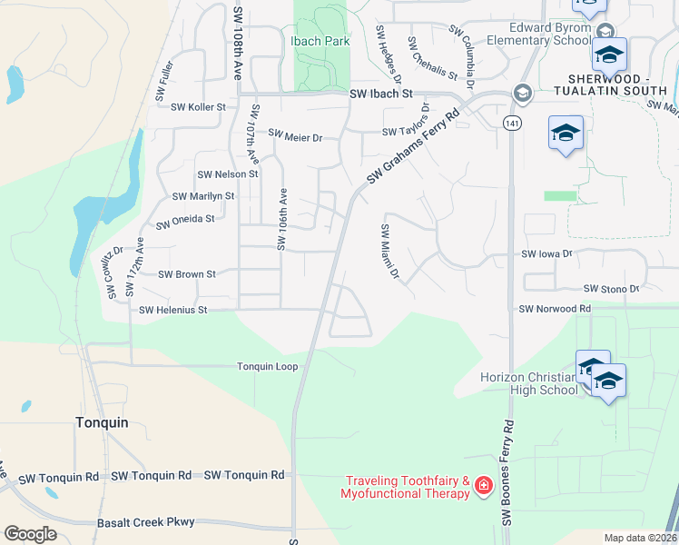 map of restaurants, bars, coffee shops, grocery stores, and more near 22672 Southwest Grahams Ferry Road in Tualatin