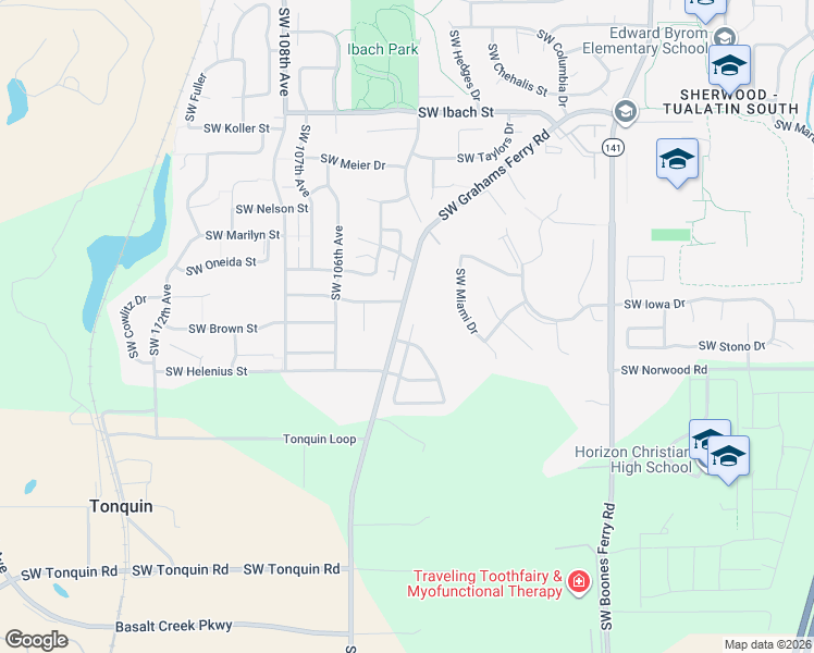 map of restaurants, bars, coffee shops, grocery stores, and more near 22672 Southwest Grahams Ferry Road in Tualatin