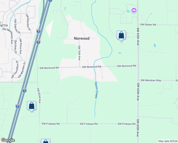 map of restaurants, bars, coffee shops, grocery stores, and more near 7345 Southwest Norwood Road in Tualatin