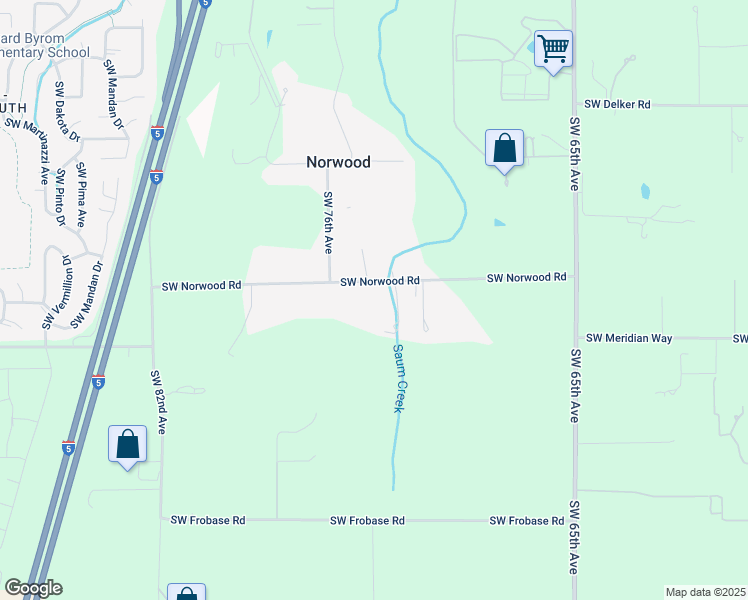 map of restaurants, bars, coffee shops, grocery stores, and more near 7380 Southwest Norwood Road in Tualatin