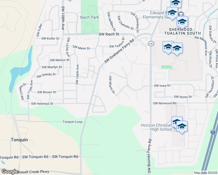 map of restaurants, bars, coffee shops, grocery stores, and more near 22765 Southwest Miami Drive in Tualatin