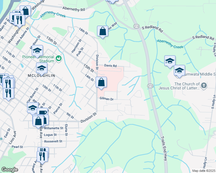 map of restaurants, bars, coffee shops, grocery stores, and more near 1400 Division Street in Oregon City