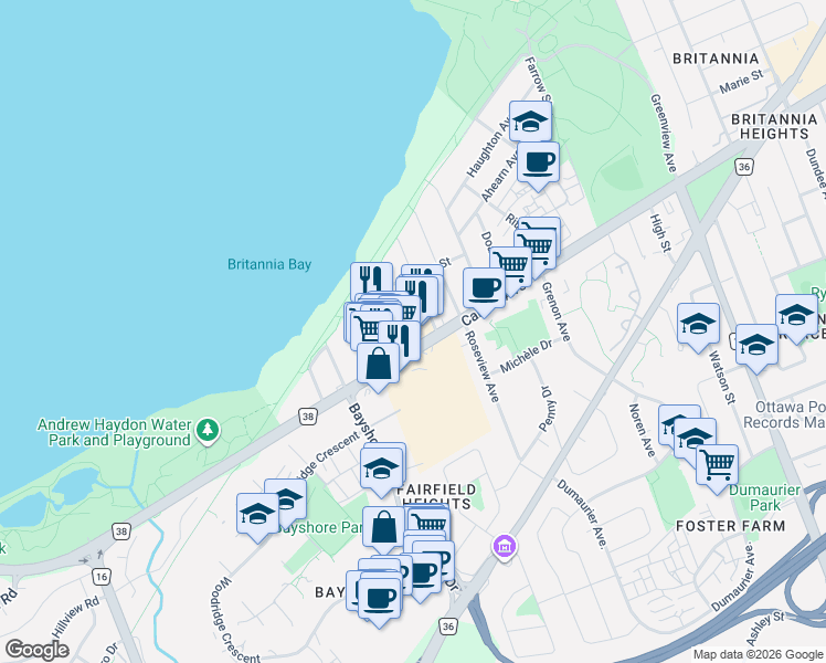 map of restaurants, bars, coffee shops, grocery stores, and more near 69 Kempster Avenue in Ottawa