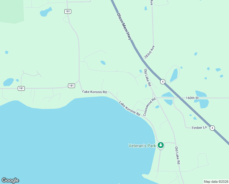 map of restaurants, bars, coffee shops, grocery stores, and more near 16016 Lake Koronis Road in Paynesville