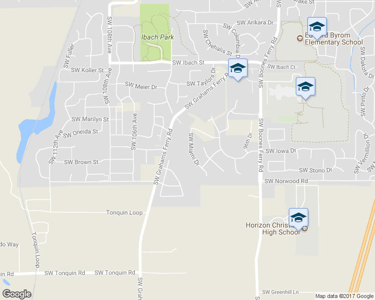 map of restaurants, bars, coffee shops, grocery stores, and more near 22725 Southwest Miami Drive in Tualatin