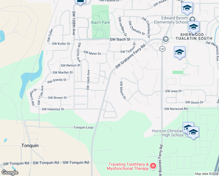map of restaurants, bars, coffee shops, grocery stores, and more near 22672 Southwest Grahams Ferry Road in Tualatin