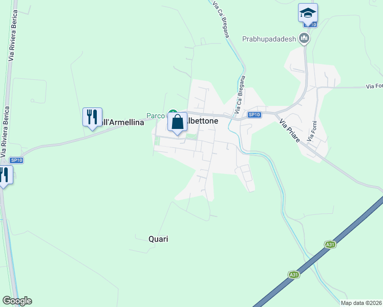 map of restaurants, bars, coffee shops, grocery stores, and more near 11 Via Monte Grappa in Albettone