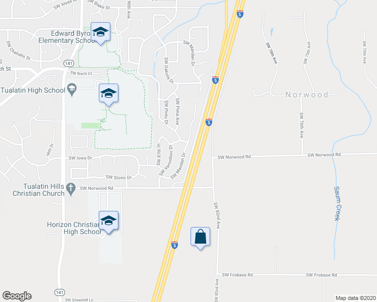 map of restaurants, bars, coffee shops, grocery stores, and more near 22680 SW Mandan Dr in Tualatin