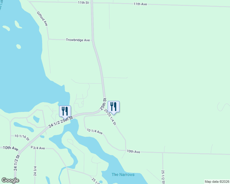 map of restaurants, bars, coffee shops, grocery stores, and more near 2522 10 1/4 Avenue in Chetek