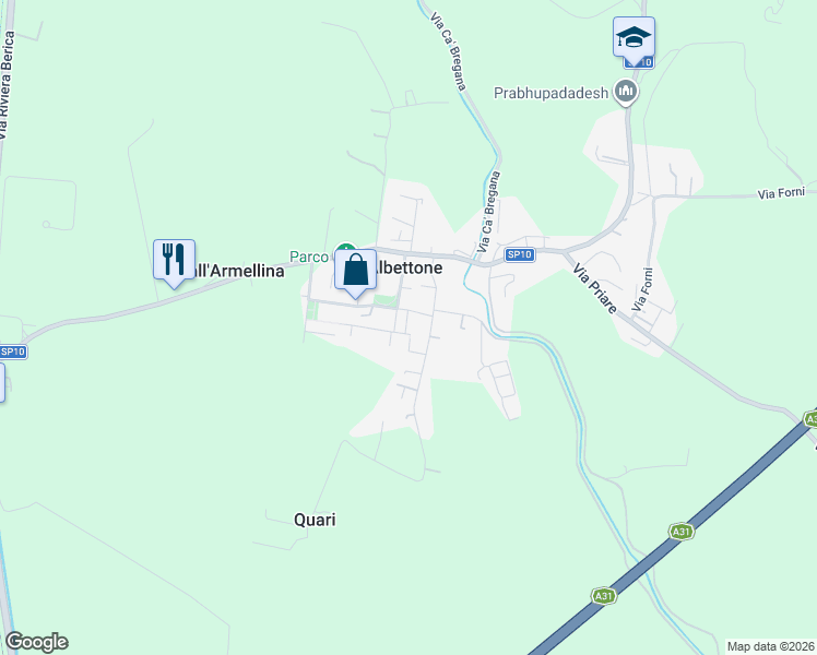 map of restaurants, bars, coffee shops, grocery stores, and more near 11 Via Monte Grappa in Albettone