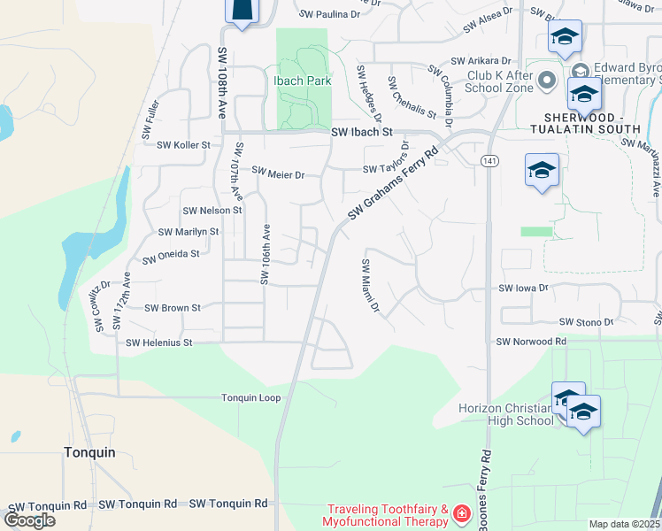 map of restaurants, bars, coffee shops, grocery stores, and more near 10341 Southwest Koso Street in Tualatin