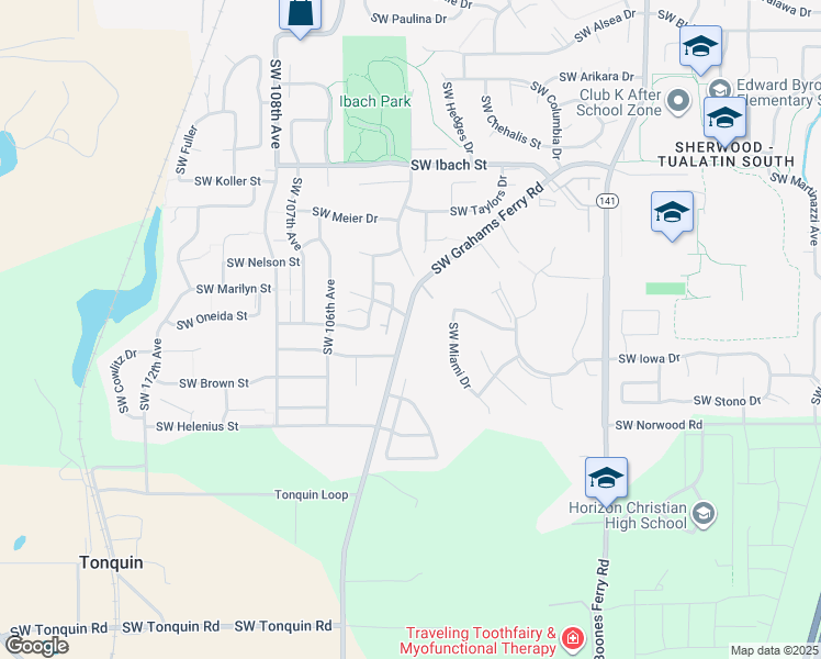map of restaurants, bars, coffee shops, grocery stores, and more near 10341 Southwest Koso Street in Tualatin