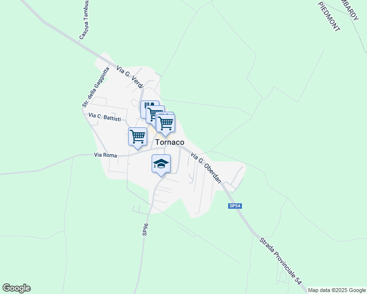 map of restaurants, bars, coffee shops, grocery stores, and more near 39 Via IV Novembre in Tornaco