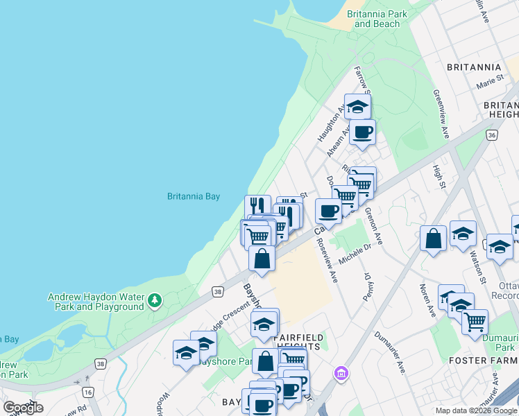 map of restaurants, bars, coffee shops, grocery stores, and more near 14 Kempster Avenue in Ottawa