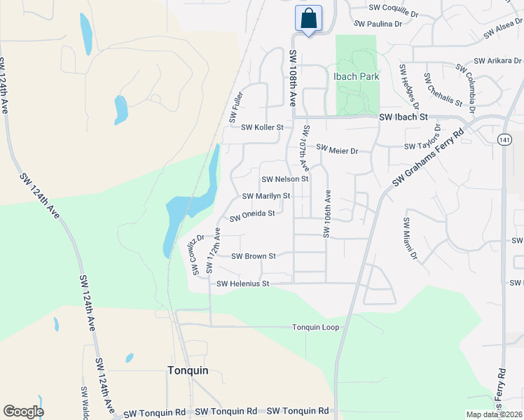 map of restaurants, bars, coffee shops, grocery stores, and more near 10989 Southwest Oneida Street in Tualatin