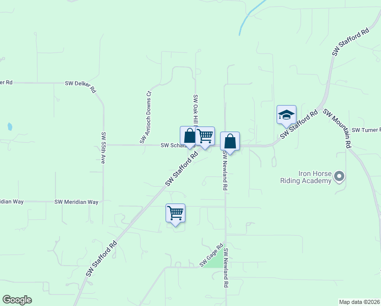 map of restaurants, bars, coffee shops, grocery stores, and more near 22525 Southwest Stafford Road in Tualatin