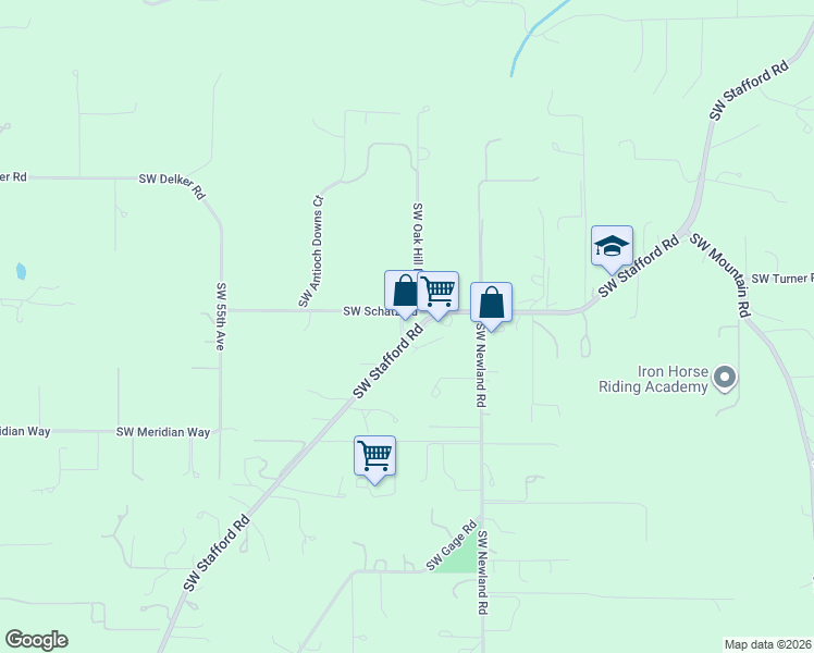 map of restaurants, bars, coffee shops, grocery stores, and more near 22525 Southwest Stafford Road in Tualatin