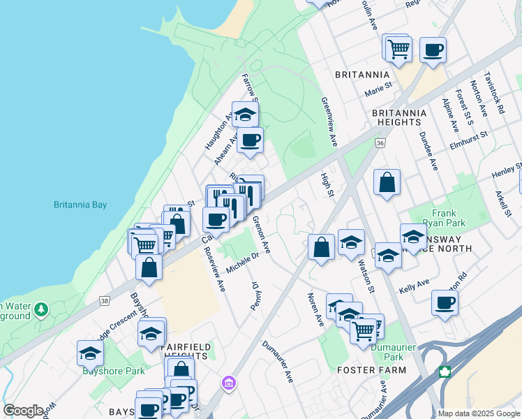 map of restaurants, bars, coffee shops, grocery stores, and more near 2900 Carling Avenue in Ottawa