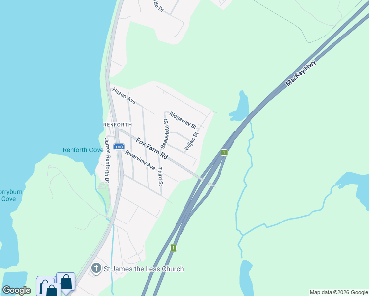 map of restaurants, bars, coffee shops, grocery stores, and more near 77 Wiljac Street in Rothesay
