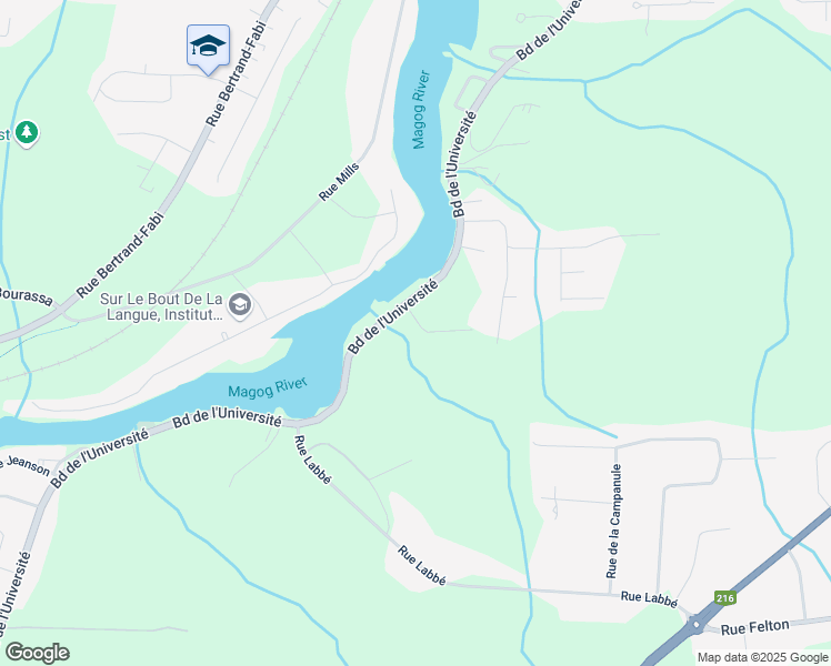 map of restaurants, bars, coffee shops, grocery stores, and more near 3853 Rue Laplante in Sherbrooke