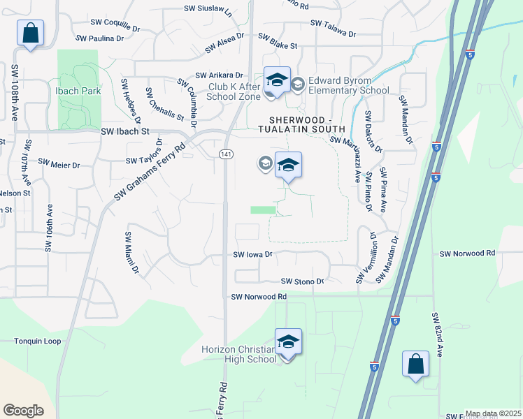 map of restaurants, bars, coffee shops, grocery stores, and more near 22300 Southwest Boones Ferry Road in Tualatin