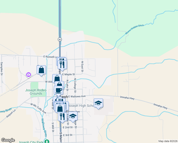 map of restaurants, bars, coffee shops, grocery stores, and more near 605 Taylor Street in Joseph