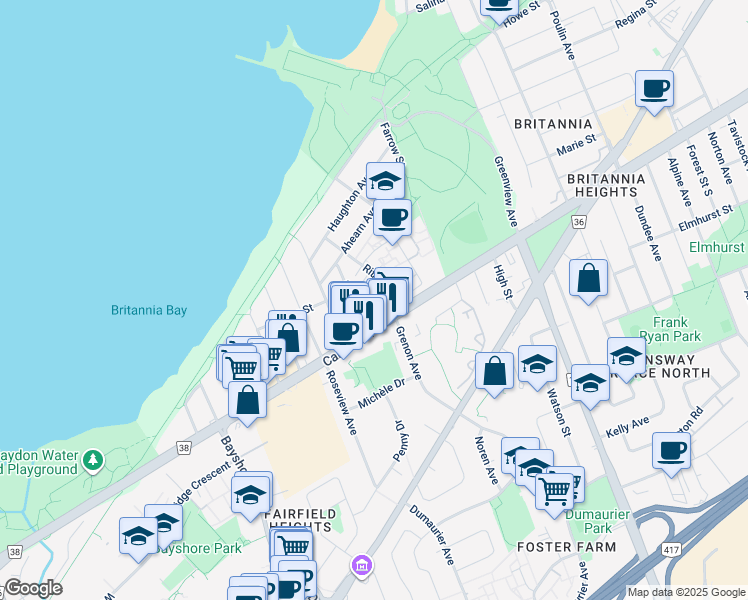 map of restaurants, bars, coffee shops, grocery stores, and more near 101 Lats Private in Ottawa