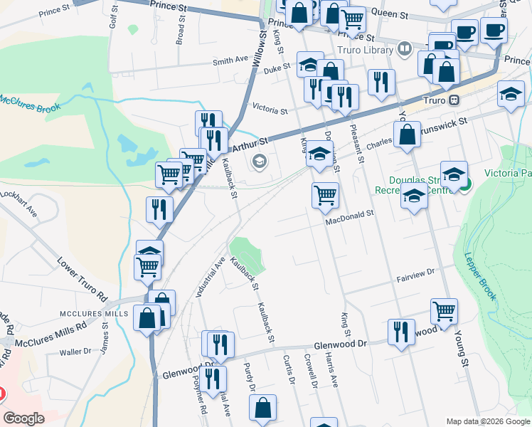 map of restaurants, bars, coffee shops, grocery stores, and more near 11 Braemar Court in Truro