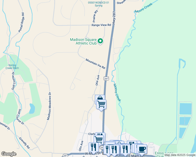 map of restaurants, bars, coffee shops, grocery stores, and more near 186 Otis Avenue in Ennis