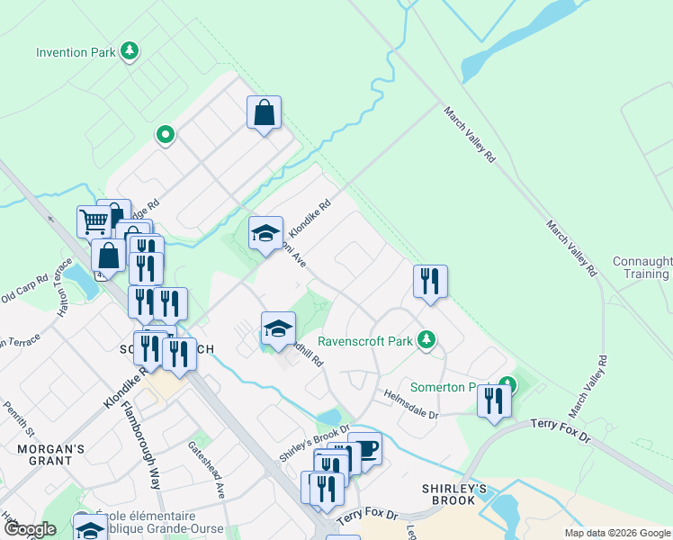 map of restaurants, bars, coffee shops, grocery stores, and more near in Ottawa
