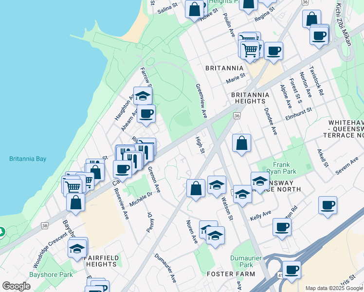 map of restaurants, bars, coffee shops, grocery stores, and more near 2830 Ottawa Regional Road 38 in Ottawa