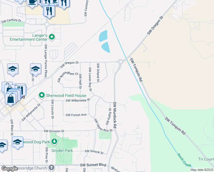map of restaurants, bars, coffee shops, grocery stores, and more near 14762 Southwest Brickyard Drive in Sherwood