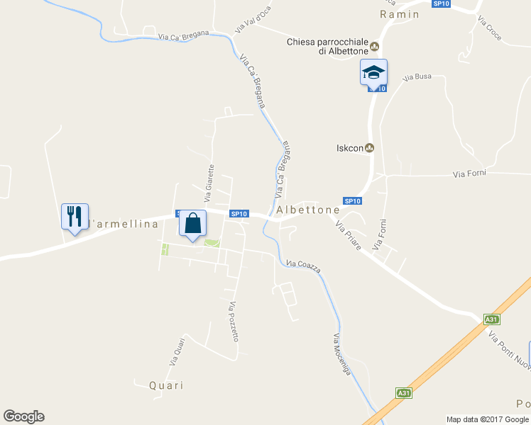 map of restaurants, bars, coffee shops, grocery stores, and more near 12 Piazza Umberto I in Albettone