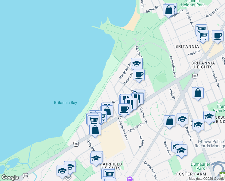 map of restaurants, bars, coffee shops, grocery stores, and more near 72 Scrivens Street in Ottawa