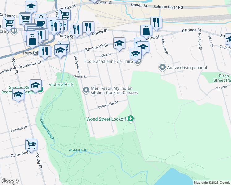 map of restaurants, bars, coffee shops, grocery stores, and more near 85 Higgins Street in Truro